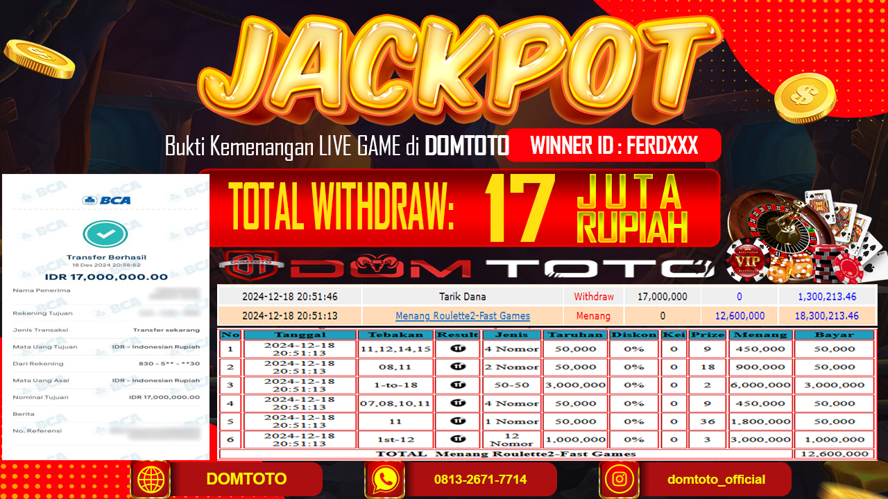 JACKPOT LIVE GAME ROULATTE B 18 DESEMBER 2024